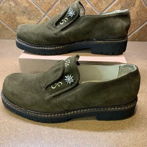 VTG. Geier Wally Women's Austria Loafer SZ 10.5 US Embroidered Moss Green 41 EUR